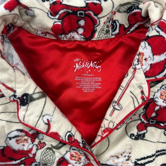 Nick & Nora Skiing Santa Pajama Set Vintage Look Holiday Festive Family Sz S - Picture 3 of 13